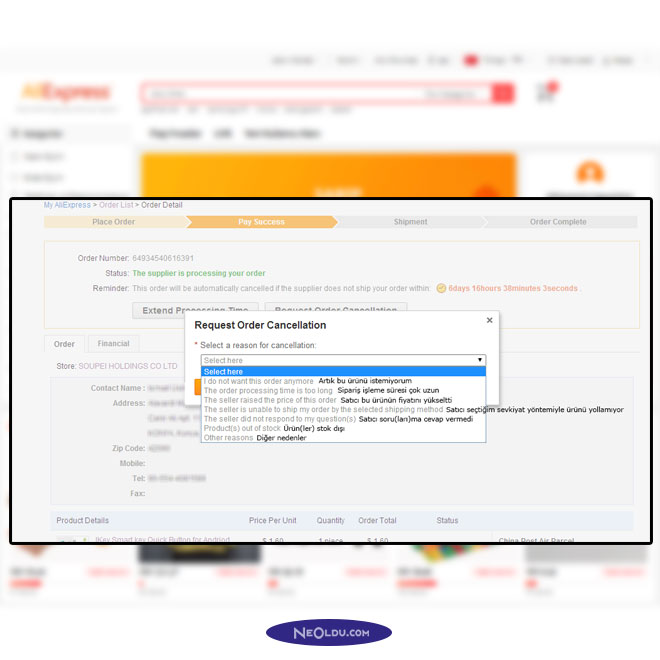 Aliexpress Sipariş İptali 9 Aliexpress Sipariş İptali