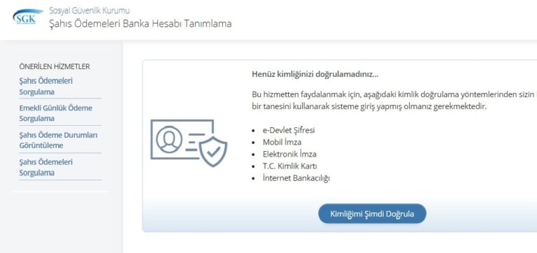 Şahıs Ödemeleri Banka Hesabı Tanımlama