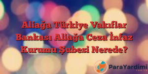 Aliağa Türkiye Vakıflar Bankası Aliağa Ceza İnfaz Kurumu Şubesi Nerede?