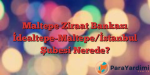 Maltepe Ziraat Bankası İdealtepe-Maltepe/İstanbul Şubesi Nerede?
