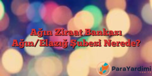 Ağın Ziraat Bankası Ağın/Elazığ Şubesi Nerede?