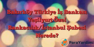 Bakırköy Türkiye İş Bankası Yeşilyurt Özel Bankacılık/İstanbul Şubesi Nerede?