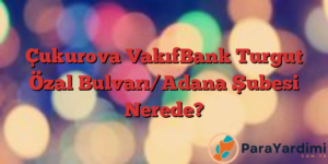 Çukurova VakıfBank Turgut Özal Bulvarı/Adana Şubesi Nerede?