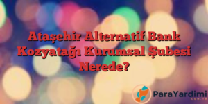 Ataşehir Alternatif Bank Kozyatağı Kurumsal Şubesi Nerede?